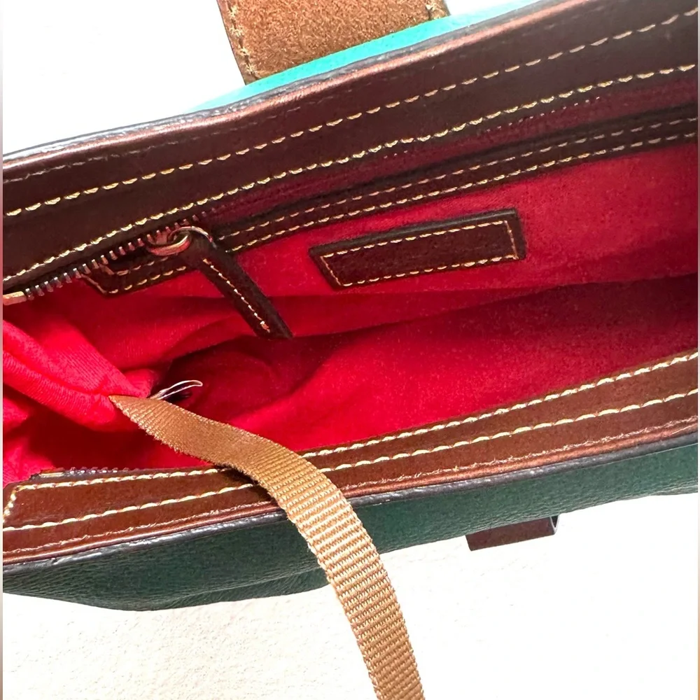 Dooney & Bourke Hobo Elegant Green and Brown Leather Women's Shoulder Bag.